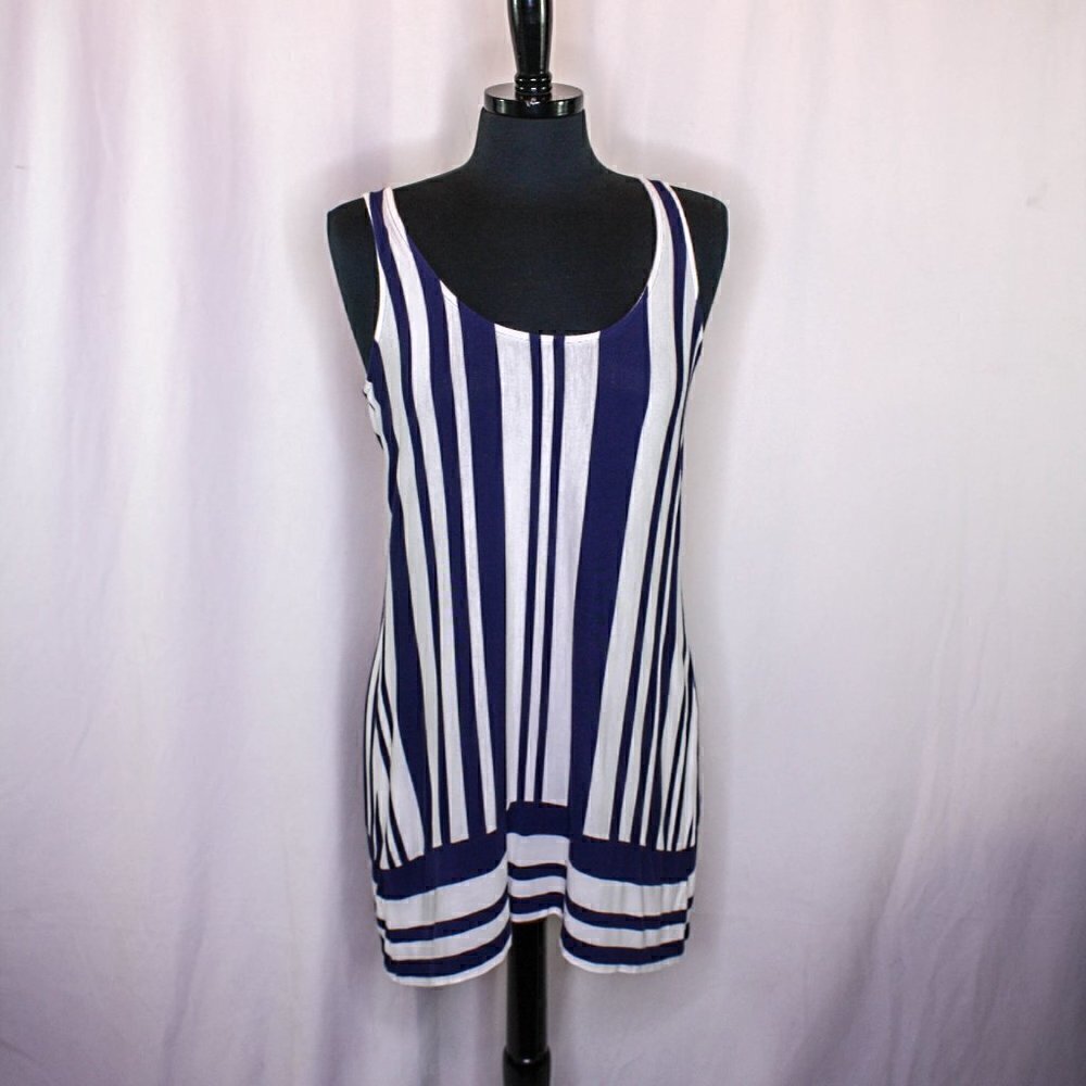 Soma Nightgown Sleep Dress Sleeveless Striped Loungewear Blue White Size…